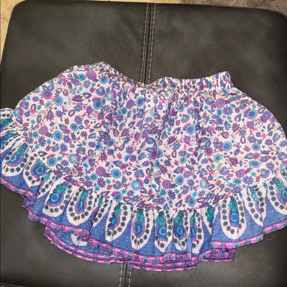 Walker & Wade Vibrant Floral A-Line Skirt in Purple and Blue small/medium